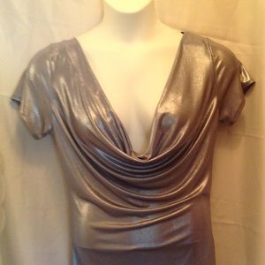 Sexy, Shiny, stretchy, silver: multi-wear top.